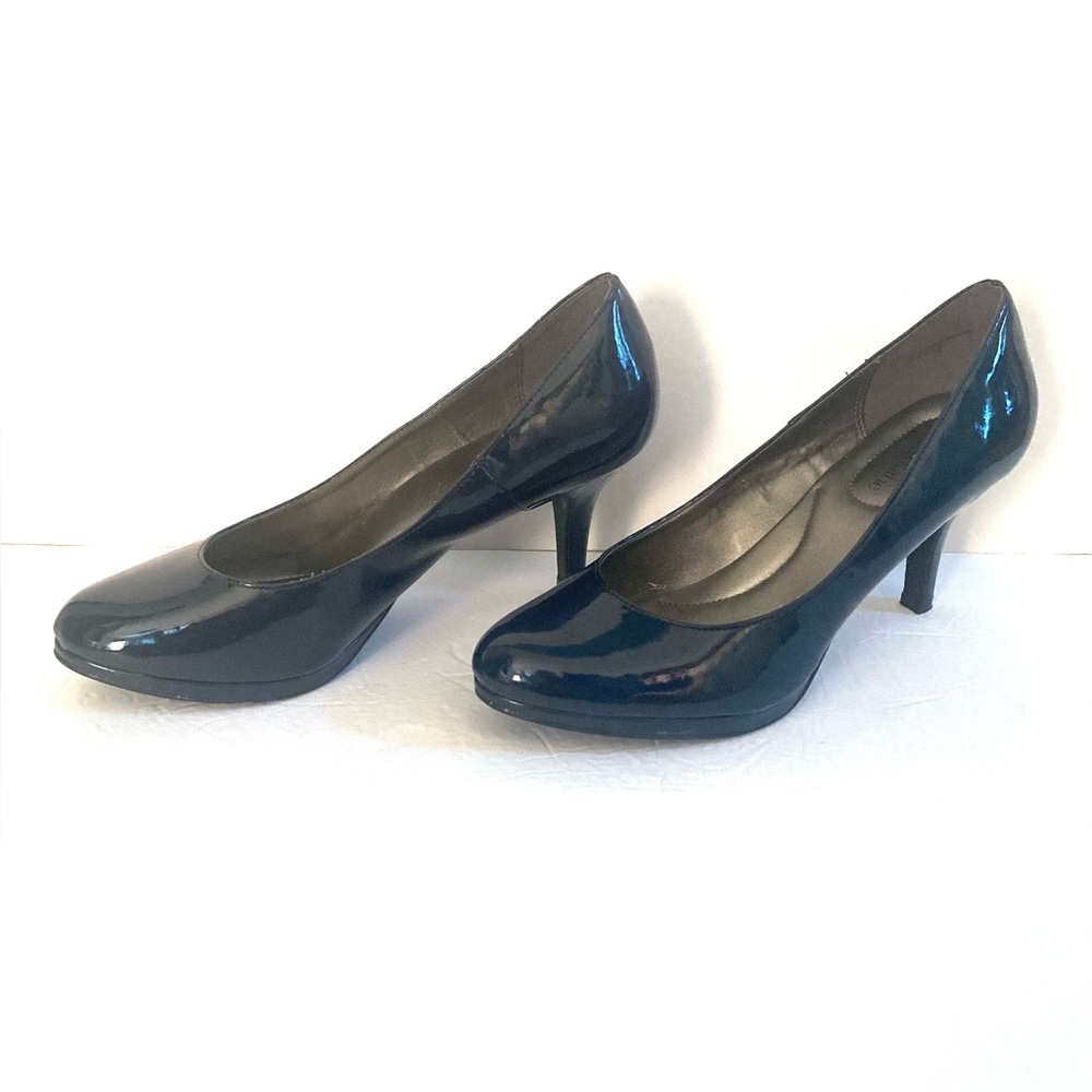 Kelly & Katie navy dark blue Pumps high heel career patent faux leather size 9